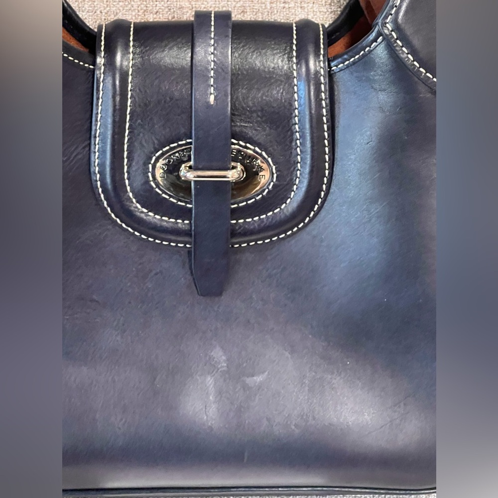 DOONEY and Bourke Florentine Toscana Front Stitch Hobo. Navy - Picture 3 of 8